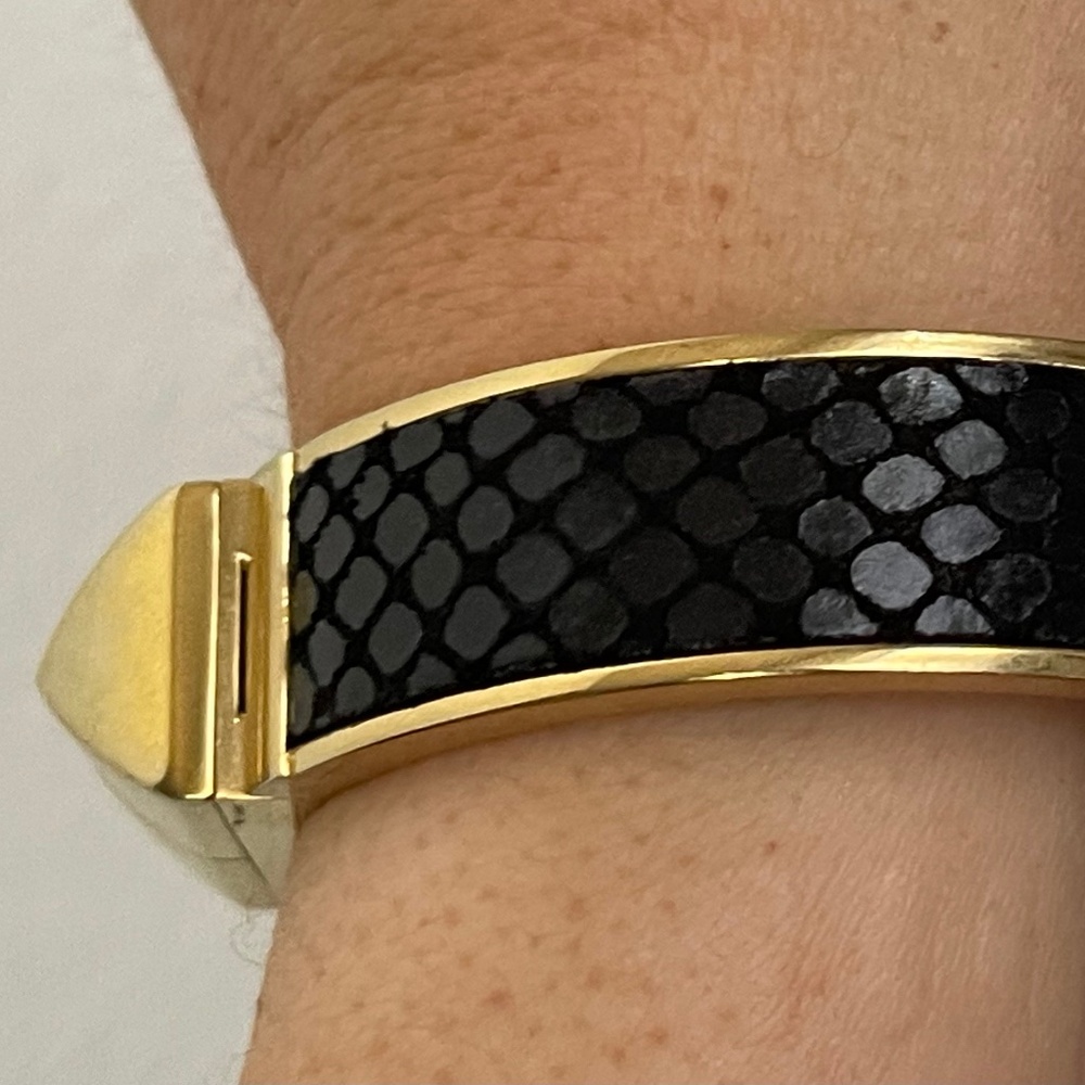 Michael Kors Python Embossed Black Leather Gold T… - image 8